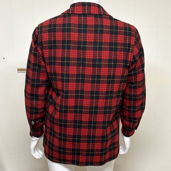 Vtg 50s Pendleton Plaid Sport Coat Wool Jacket Red Tartan Blazer Sz M Christmas - Picture 3 of 13